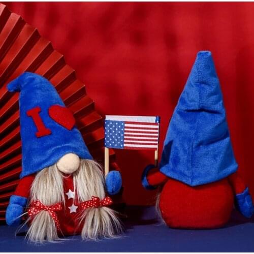 New Hot Rudolph Doll Handmade Soft Fabric Plush Patriotic Gnome Doll for Doll Ornaments Childrens Gifts Durable Wholesale