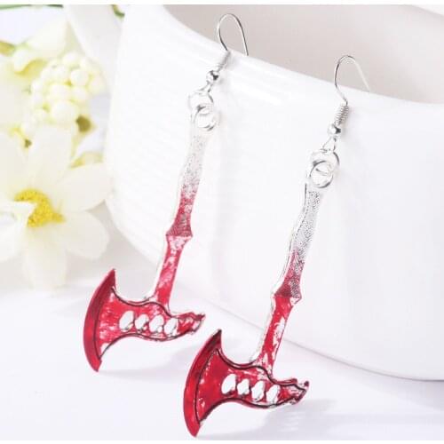 2021 New Gothic Horror Halloween Earrings for Women Men Scissors Axe Sharp Knife Personality Party Jewelry Nightclub Accessories