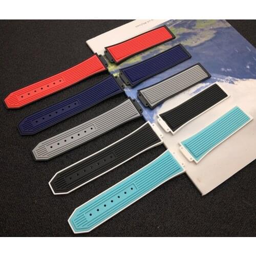 New Rubber silicone Two Tone For Hublot strap 26x17mm 22mm buckle Belt for big bang Watchband band staniless buckle free tools