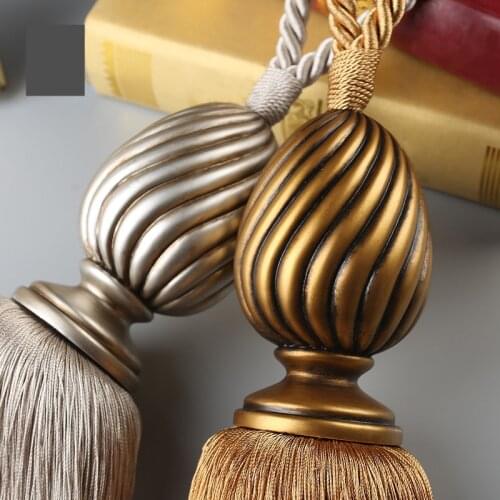 One pair tieback ball curtains exquisite european shell Resin ligature rope tassel hanging ear curtain buckle tie tape M474