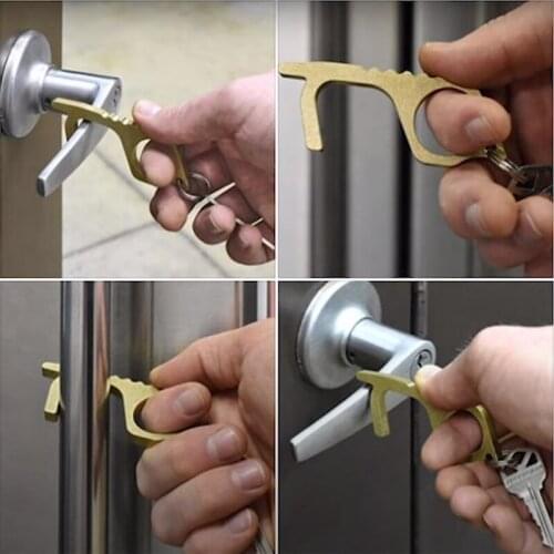 Portable Door Opener Key Chain NO TOUCH Door Handle Puller EDC Door Opener Elevator Tool Avoid Touching Key Buckle dropshipping