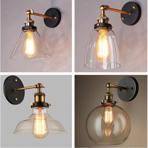 Industrail LED Wall Lamps Bar Restaurant Cafe Light Fixtures Glass Indoor Lighting Vintage Style Wall Sconce Hallway Wall Lights