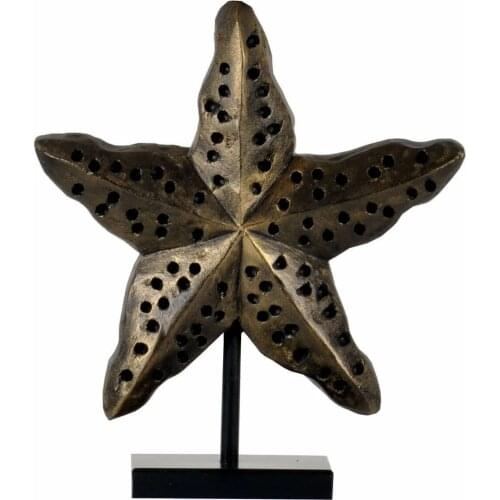 Qdec Handwork Polyester Casting Gift Accessories Decorative Elegant Sculpture Modern Designed Gold Sea Star Trinket