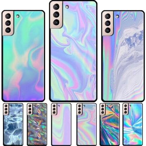 Rainbow Holographic Iridescence Silicone Case For Samsung Galaxy S21 S20 FE S8 S9 S10 Plus Note 10 9 Note 20 Ultra Coque