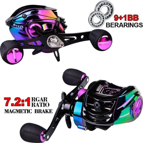 PROBEROS 9+1BB Fishing Reel Carbon Shell Lightweight 7.2:1 Gear Ratio Max Drag 10KG Baitcasting Reel Casting Wheel Fishing Tool
