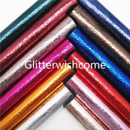 Glitterwishcome 21X29CM A4 Size Metallic Crack Synthetic Leather, Faux Leather Fabrich Sheets for Bows GM984A