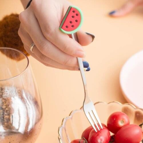 Stainless Steel Fork Spoon Cute Fruit Creative Fruit Pattern Ice Scoop Coffee Home Utensils Utensils Spoon Parties Daily Use