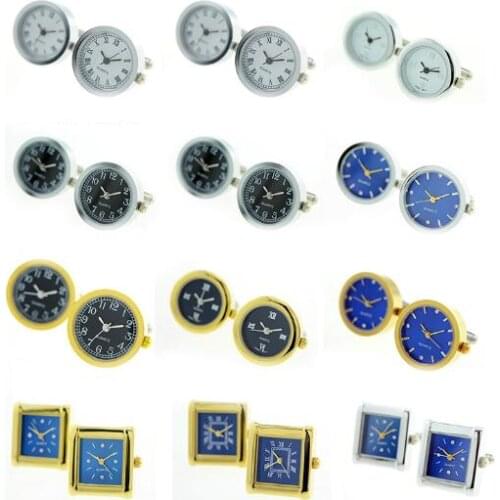 5pairs/lot Real Watch Cufflinks Functional Clock Cuff links Roman Digital Watch Shirt Cufflink Mens Jewelry Wholesale