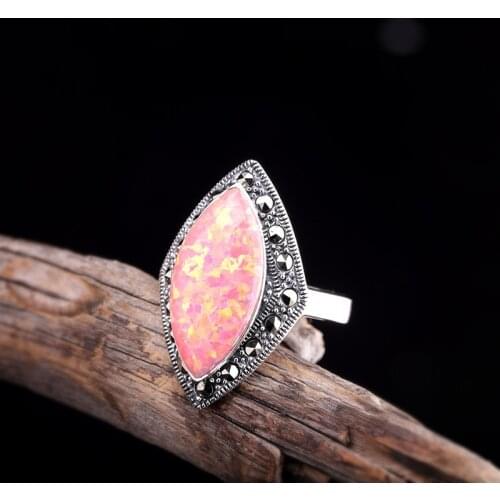 2019 New Luxury Opal Ring For Lady Elegant Natural Opal Gemstone Real 925 Sterling Silver Ring For Wedding Engagement Gift