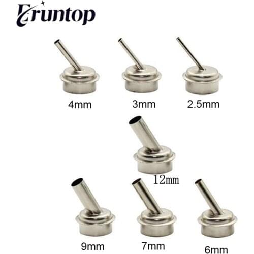7pcs 45 Degree Bent Curved Heat Nozzle 2.5/3/4/6/7/9/12mm Hot air Gun Nozzles for QUICK 861DW Soldering Station