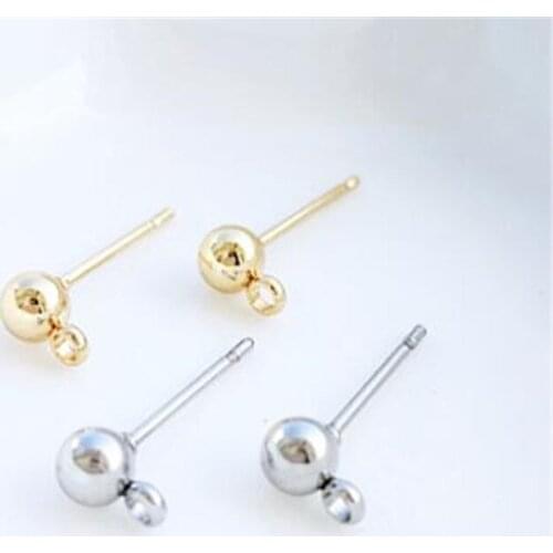 20pcs/lot 3mm 4mm Ball Earring Stud Stainless Steel Ear Post Nails Ear Jewelry Findings for DIY Stud Earrings