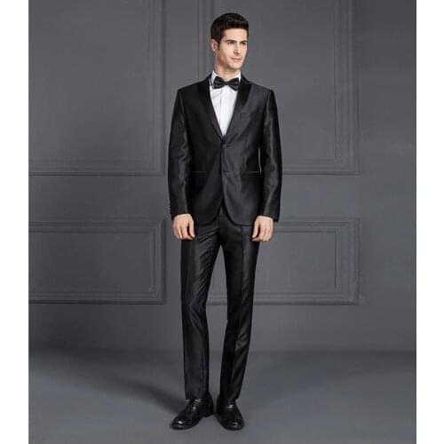 2019 Suit Men luxury Shiny Blue Black Gray Groom Wedding tuxedo Slim Fit Suit Two Buttons Male Formal terno masculino