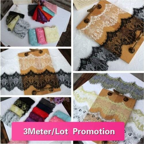 3Meters/Lot 16 Colors Eyelash Lace Trim Wide 10CM DIY Handmade Wedding Dress Veil Clothes Lace Fabric Accessories