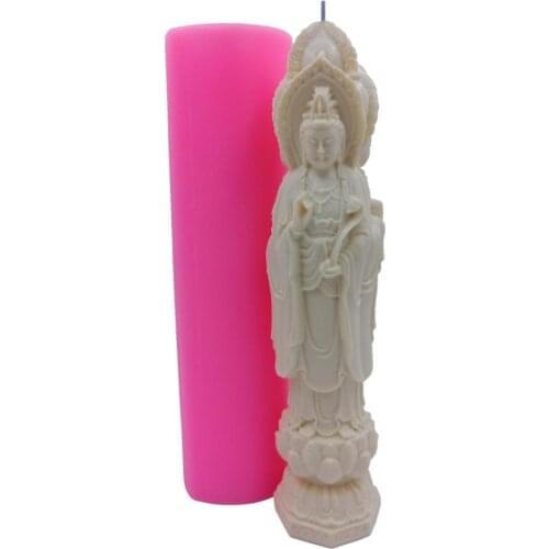 3D Three Avalokitesvara Candle Molds Buddha Silicone Candle Mold Silicone Mold for Resin Epoxy Gypsum Crafts Porcelain Mould