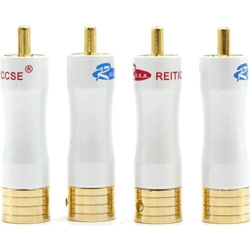 4pcs Reitilccs Hi-End 24k gold plated audio RCA Plug,hifi audio rca connector plug , interconnect jack