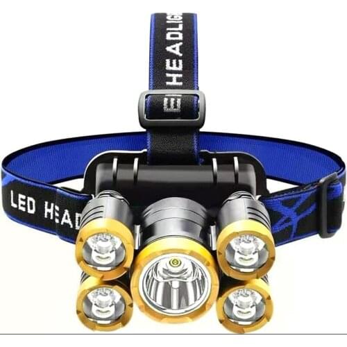 5-Head Headlight Super Bright Rechargeable Fishing Lamp Long-Range Super Bright LED Miners Lamp Flashlight