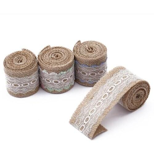 5cm 2Meters DIY Sewing Jute Roll Natural Hemp Burlap Lace Ribbon Wedding Christmas Craft Decoration Handmade Home Material