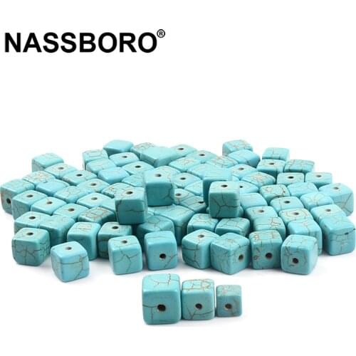 6mm/8mm/10mm Blue Cube Natural Stone Beads For Jewelry Making Diy Bracelet Necklace Howlite Spacer Loose Bead Handmade
