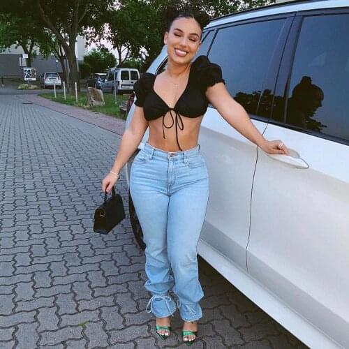 Adogirl Woman High Waist Denim Trousers Skinny Pencil Pants Fashion Streetwear Boyfriend Jeans Slim Female Black Blue Plus Size