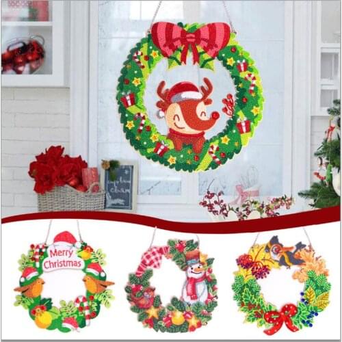 Diamond Painting Hanging Christmas Flower Wreath Kit for Home Door Wall Decoration Special Shaped Drill 5D Diamond Painting Gift