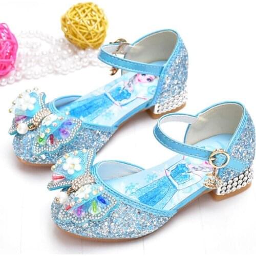 Disney Frozen Girls Sandals With High Heels Children Princess Leather Summer Elsa Shoes Chaussure Enfants Fille Sandalias Nina