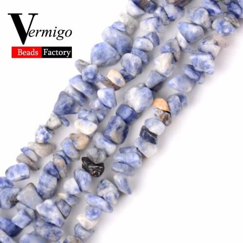 5-8-12mm Natural Stone Beads Irregular Blue Spot Chip Gravel Beads For Jewelry Making 16inches Diy Bracelet Necklace Wholesale