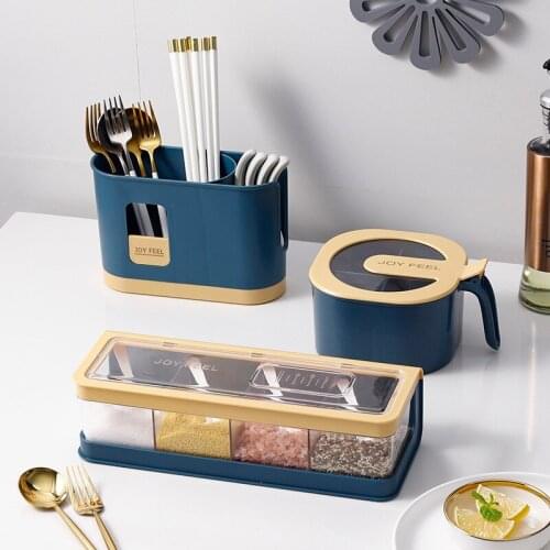 Four Grid Transparent Spice Jar Salt And Pepper Shakers Nordic Kitchen Seasoning Container Set Spices Tableware Storage Box