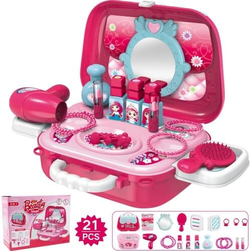 Children Makeup Set Pretend Play Make Up Toys Princess Cosmetics Bag Carry Case Girls Dress Up Simulation Plastic Toy Gift