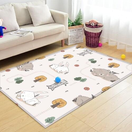 Fashion Cute Animal Pattern Non-Slip Children Flannel Carpet Baby Carpet Baby Play Mat Children Comfortable Rectangle Carpet