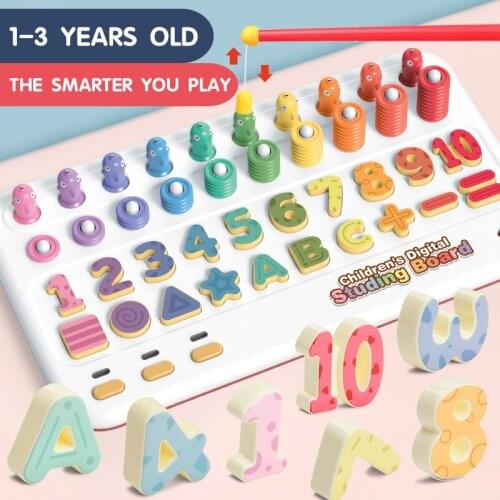 Montessori Noopsyche Preschool Educational plastic Toys kids Studying Board Magnetic Math Shape Fishing Counting Geometry