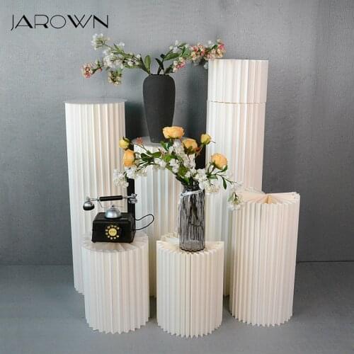 JAROWN Wedding Props Stage Multicolor Origami Round Pillar Three Piece Shopping Mall Decor Home Birthday Party Arrangement Decor
