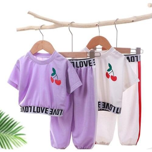 T-Shirt Set Girls Short-Sleeved Suit Childrens Leaking Belly Button Summer Clothing Casual Outfits Baby 2-8 Year Old Tops+Pants