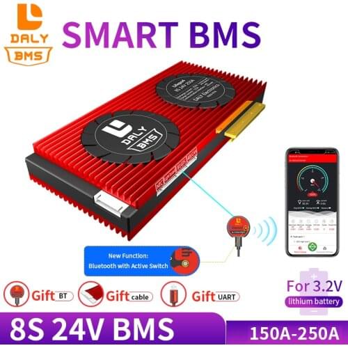 Smart BMS 8S 24V Llifepo4 lithium battery pack common port with balance 150A 200A 250A uart 485 CAN for solar energy
