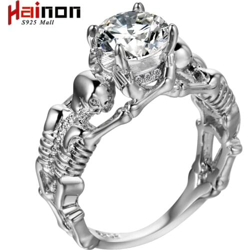 Ghost Evil Skull Skeleton Hand CZ Ring European And American Punk Style Motor Biker Men Ring 2019 New Skull Mens Jewelry