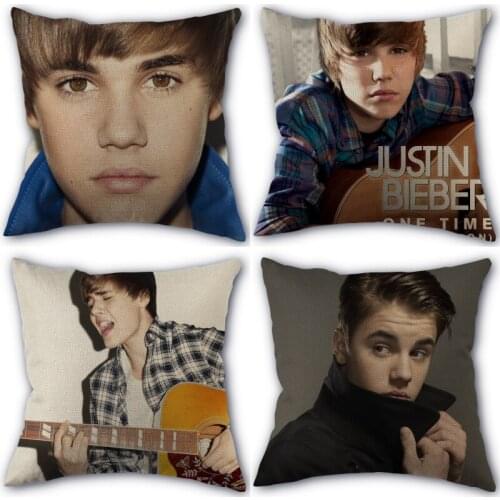 45X45cm Pillow Cover Justin Bieber Square Zipper Cotton Linen Pillow Cases Bedroom Home Decorative Pillowcase 0331
