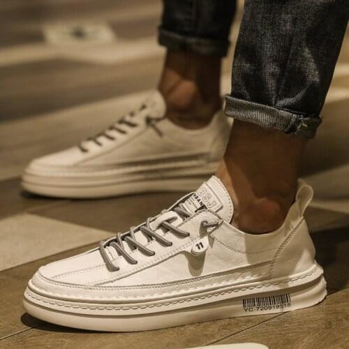 New Breathable Non-Slip Wear-Resistant Board Shoes Fashion Trend New Leather Shoes Casual Shoes White Shoes Men