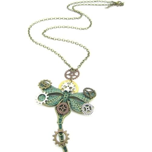 2019 New Original Green Ox Dragonfly Pandent Steampunk Necklace