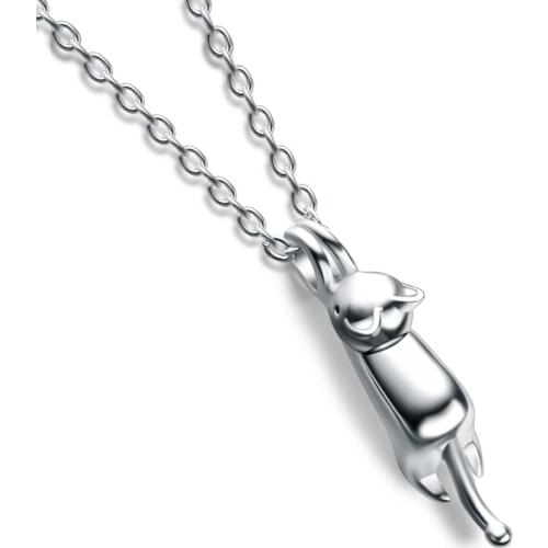 Children Kids Gift Necklace Silver Jewelry Girls Lovely 925 Sterling Silver Cat Pendant Necklaces Women sterling-silver-jewelry