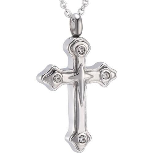 IJD7806 New Arrival Trendy Cross Memorial Stainless Steel Cremation Pendants Urn Necklace for Ashes Holder Keepsake Jewelry