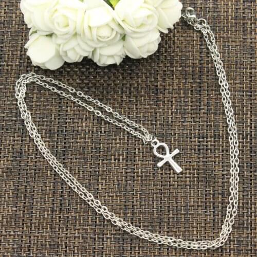 New Fashion Necklace Cross Egyptian Ankh Life Symbol 21x13mm Silver Color Pendants Short Long Women Colar Gift Jewelry Choker
