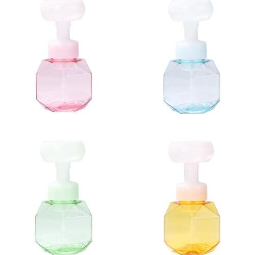 Flower Shape Foam For Soap Dispenser Foaming Pump Plastic Clear Bottle Travel Shower Gel For Bathroom 300ml Dispensing Pumping