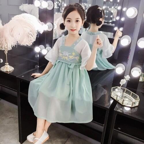 Girls Baby Hanfu Fairy Dress Palace Classical Dance Costume Modern Hanfu Chinese Traditional Tang Suit Stage Wear Child SL1097