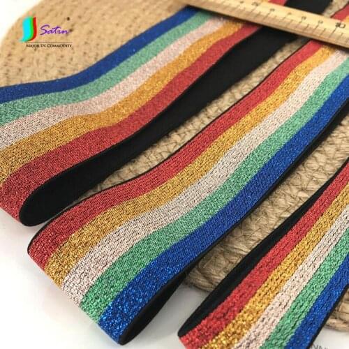Rainbow Ccolor Thick Wide Striped Elastic Band, Clothes Pants Waistband Clothing Accessories Rubber Band Elastic Band A0097F