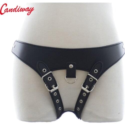 Candiway Adjustable Leather Underwear Sexy Restraint Panty Chastity Belt Fetish Erotic Products Role Play Game For Women Men