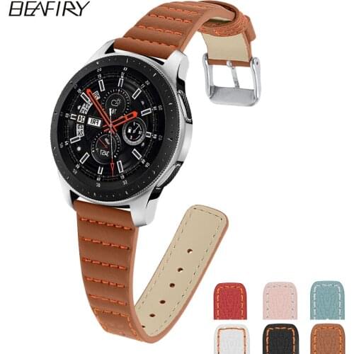 BEAFIRY 22mm Genuine leather Watch Band for Samsung 46mm Watchband Strap For Huami Huawei wristband Belt Band for Men Women