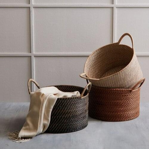 Rattan basket American vintage handmade rattan sundries storage basket