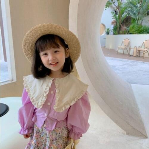 2021 New Girls Ruffles Shirt Spring Cotton Fashion Full sleeve Girls Blouse 1-6 year QI206