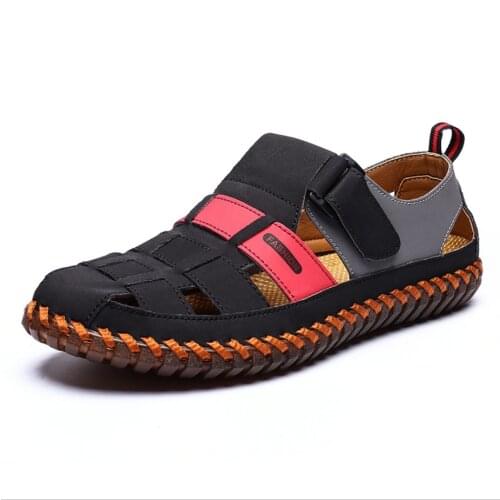 Y75 Designer Sandals Men Shoe Summer Genuine Leather Baotou Handmade Casual Buckle Strap Outdoor Beach Fashion Rubber Slippers
