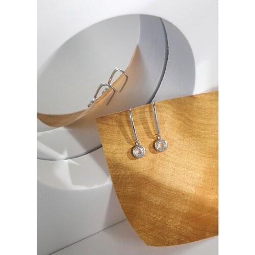 Real 925 Sterling Silver U-shaped Round Cubic Zirconia Stud Earrings For Women Jewelry,Minimalist Female Earings Ear Accessories