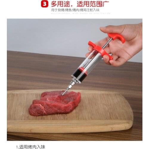 30 ml Roasted Food Flavor Seasoning BBQ Cooking Poultry Meat Syringe Marinade Injector Kit Injection Gun for Pork Chicken Turkey